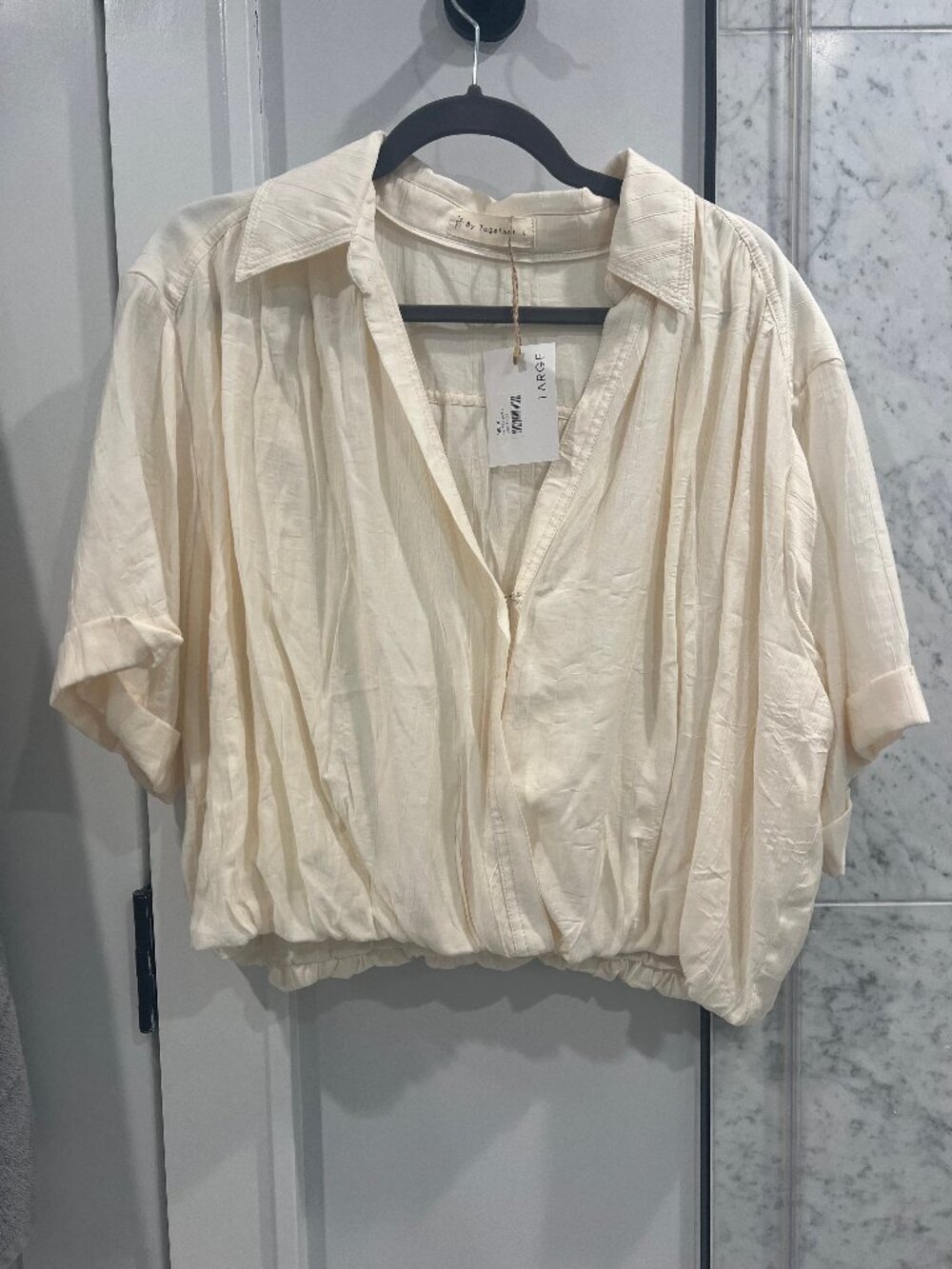IT By Together Oversized Wrap Crop Top Cream Ivory Size Large NWT Boutique